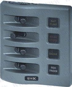 PANEL WD 12VDC FUSED 4 POS GRAY